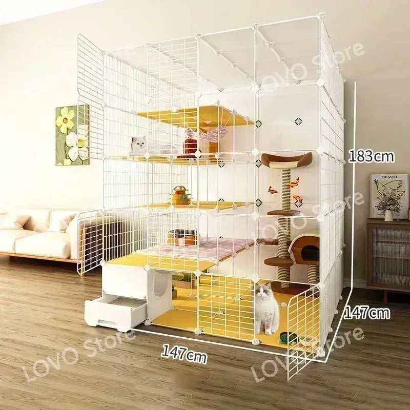 Maison de luxe pour animaux compagnie avec cadre d'escala, chats d'intérieur, salon, balcon, villa