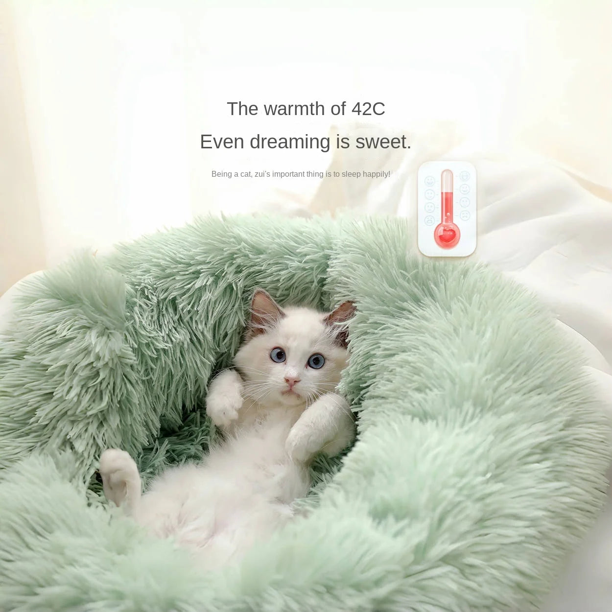 Lit chaud pour chat, nid de couchage doux et Long en peluche, meilleur lit pour chien
