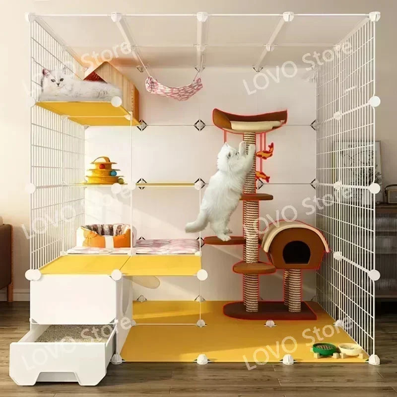 Maison de luxe pour animaux compagnie avec cadre d'escala, chats d'intérieur, salon, balcon, villa