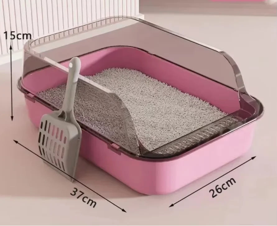 Bac à litière semi-fermé anti-projections – Plateau hygiénique avec hauts rebords pour chat et chaton