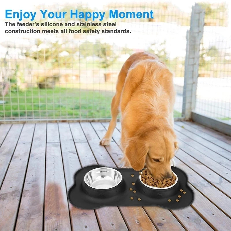 Double bol d'alimentation pour animaux de compagnie