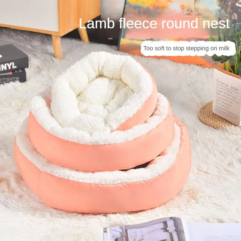 Nid rond confortable en peluche pour animaux de compagnie