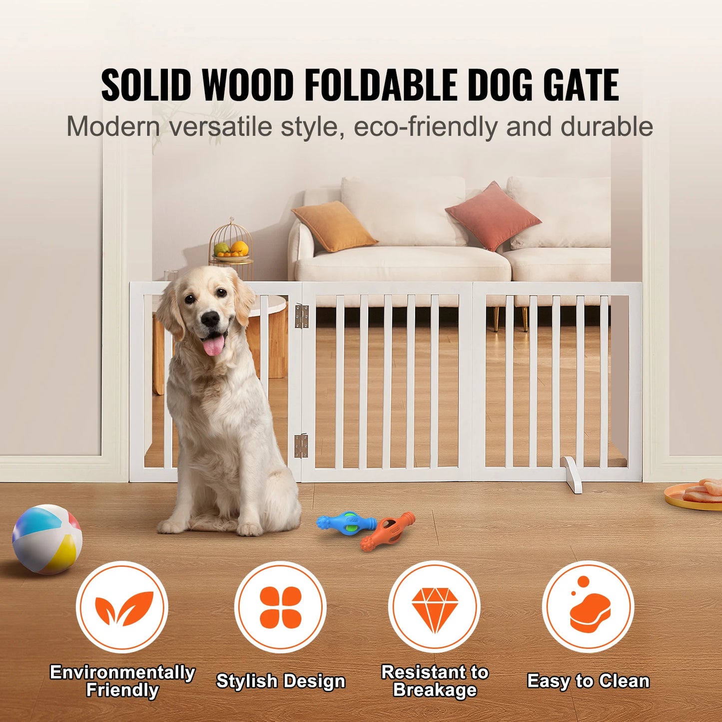 Barrière pliable pour chien à 3 panneaux – Autoportante et extensible, idéale pour couloirs et petits espaces
