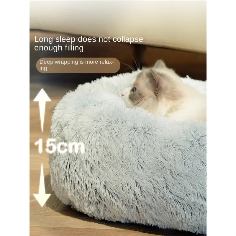 Lit chaud pour chat, nid de couchage doux et Long en peluche, meilleur lit pour chien