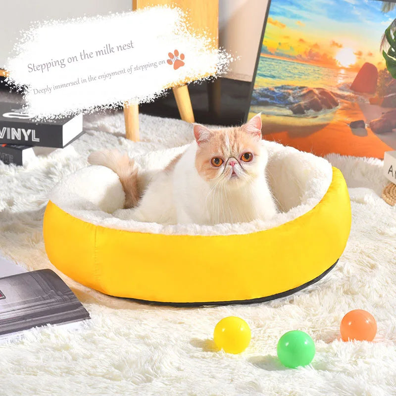 Nid rond confortable en peluche pour animaux de compagnie
