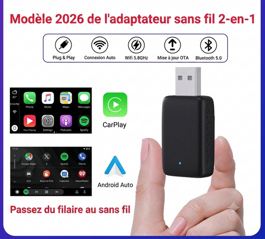 CarPlay & Android Auto 100% Sans Fil