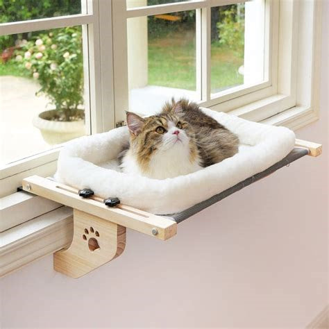 Perchoir de Fenêtre Ajustable pour Chat – Hamac Polaire Douillet avec Motifs "Pattes"