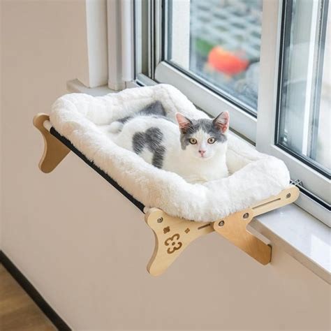 Perchoir de Fenêtre Ajustable pour Chat – Hamac Polaire Douillet avec Motifs "Pattes"