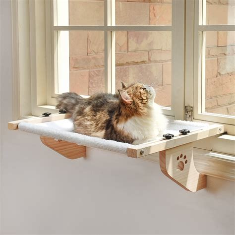 Perchoir de Fenêtre Ajustable pour Chat – Hamac Polaire Douillet avec Motifs "Pattes"