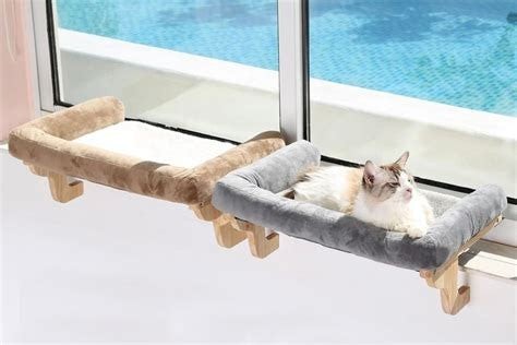 Perchoir de Fenêtre Ajustable pour Chat – Hamac Polaire Douillet avec Motifs "Pattes"