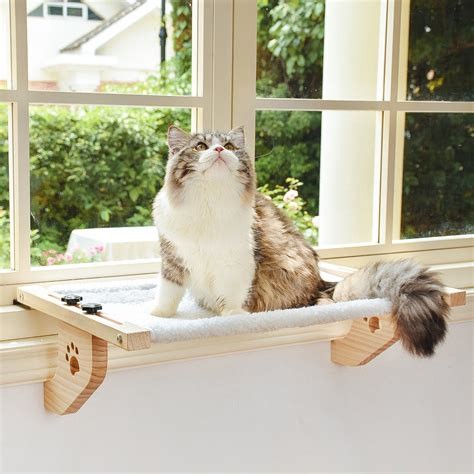 Perchoir de Fenêtre Ajustable pour Chat – Hamac Polaire Douillet avec Motifs "Pattes"