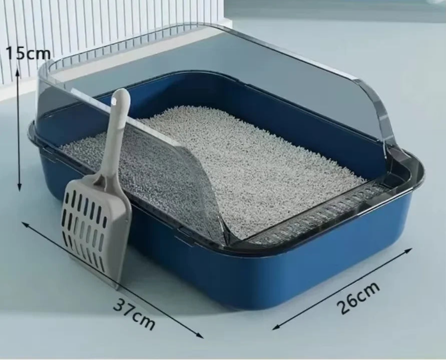 Bac à litière semi-fermé anti-projections – Plateau hygiénique avec hauts rebords pour chat et chaton