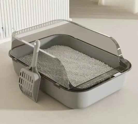 Bac à litière semi-fermé anti-projections – Plateau hygiénique avec hauts rebords pour chat et chaton