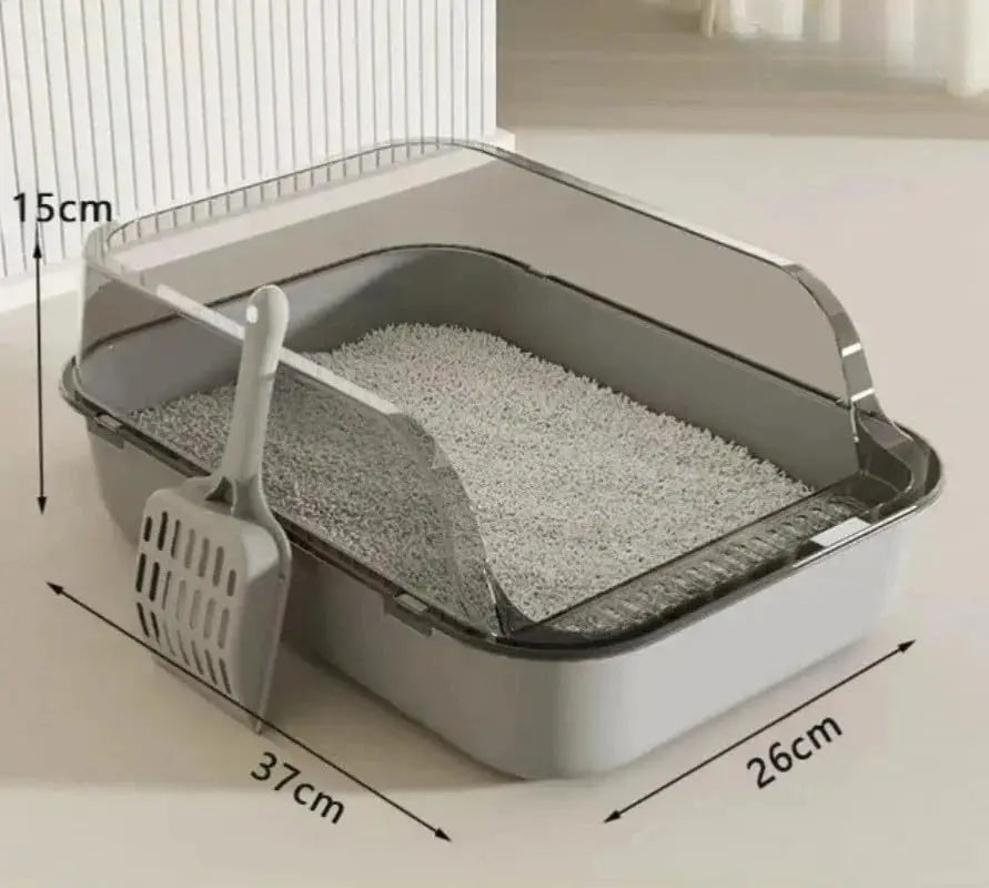 Bac à litière semi-fermé anti-projections – Plateau hygiénique avec hauts rebords pour chat et chaton