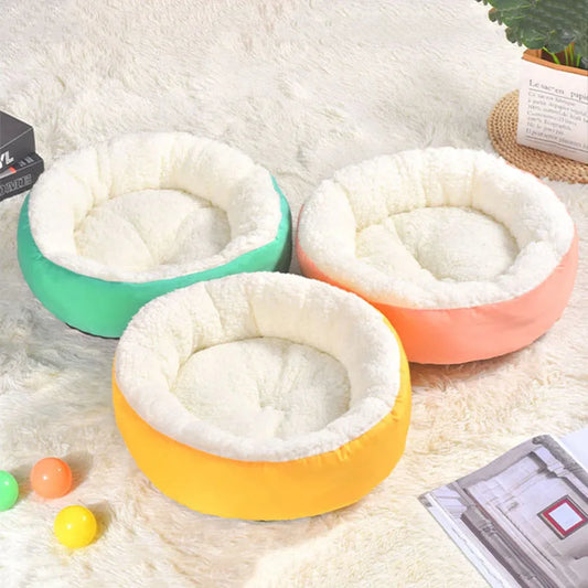 Nid rond confortable en peluche pour animaux de compagnie