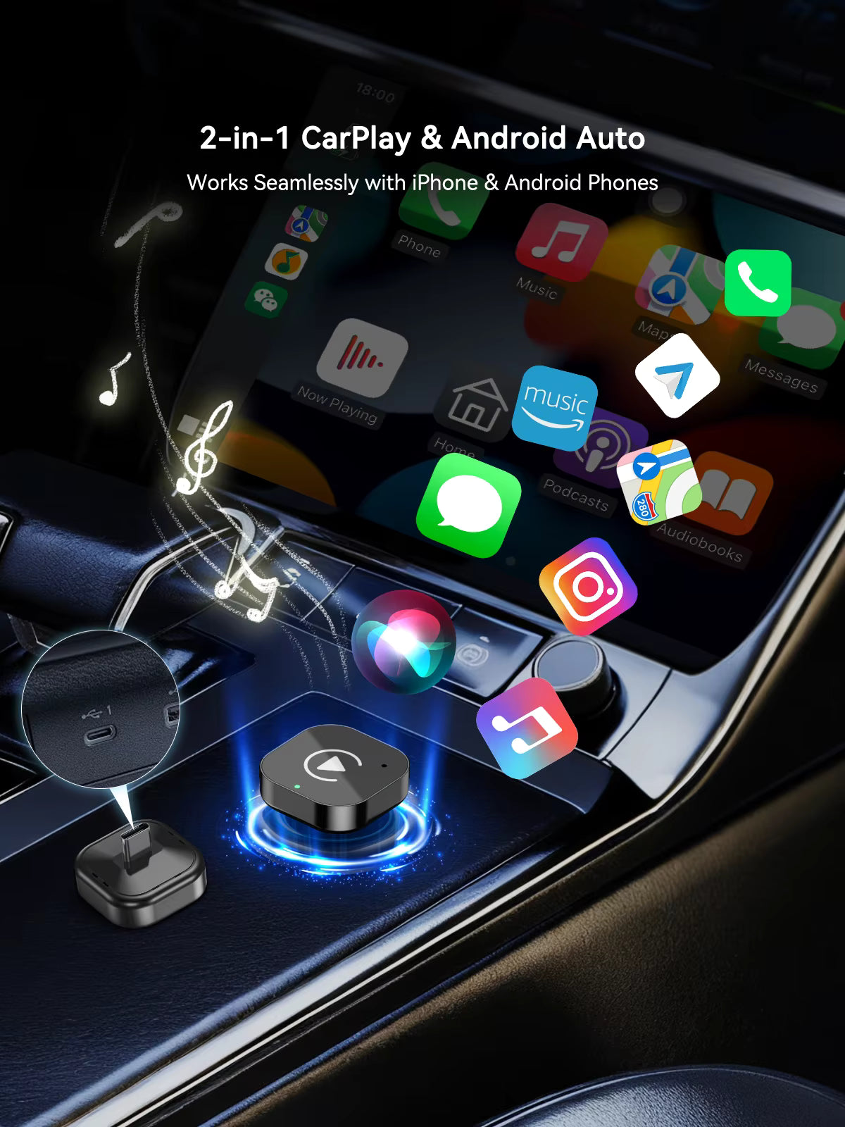 CarPlay & Android Auto 100% Sans Fil