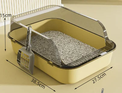 Bac à litière semi-fermé anti-projections – Plateau hygiénique avec hauts rebords pour chat et chaton
