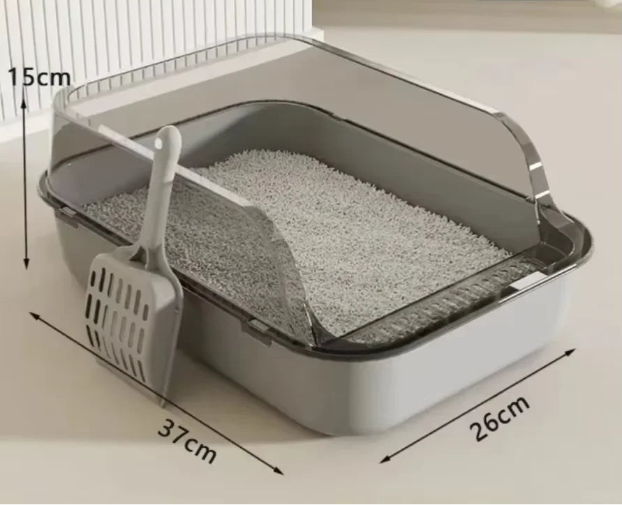 Bac à litière semi-fermé anti-projections – Plateau hygiénique avec hauts rebords pour chat et chaton