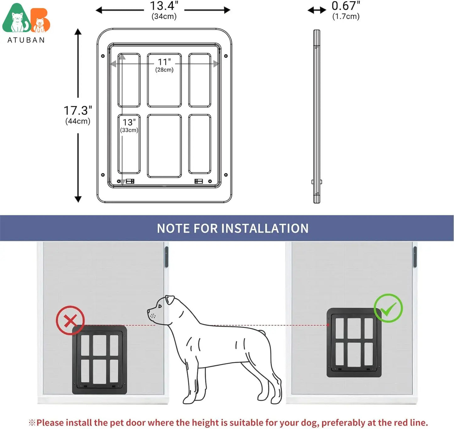 porte pour animaux de compagnie facile à installer pour chiens et chats, 11"x13"